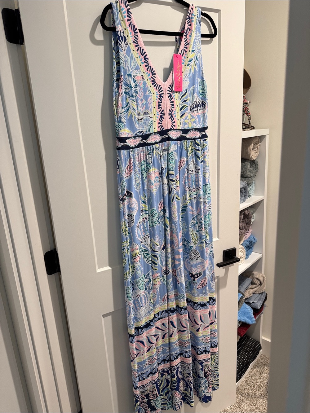 Lilly Pulitzer Light Blue Floral V-Neck Maxi Dress